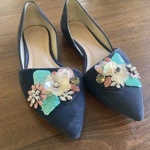 J. Crew Sloan Jeweled Suede Flats - size 8